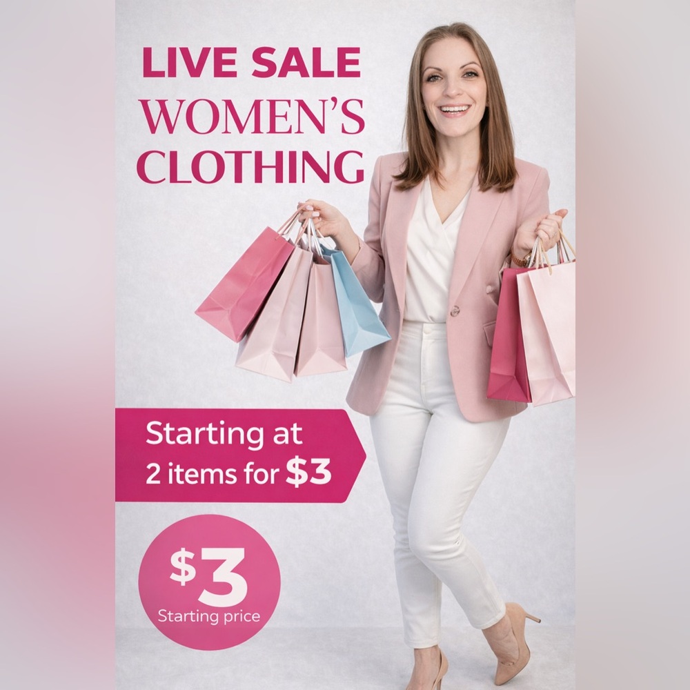 Women’s Clothing XS-XL, Prices Starting 2 Items for $3! Saturday February 28th!!